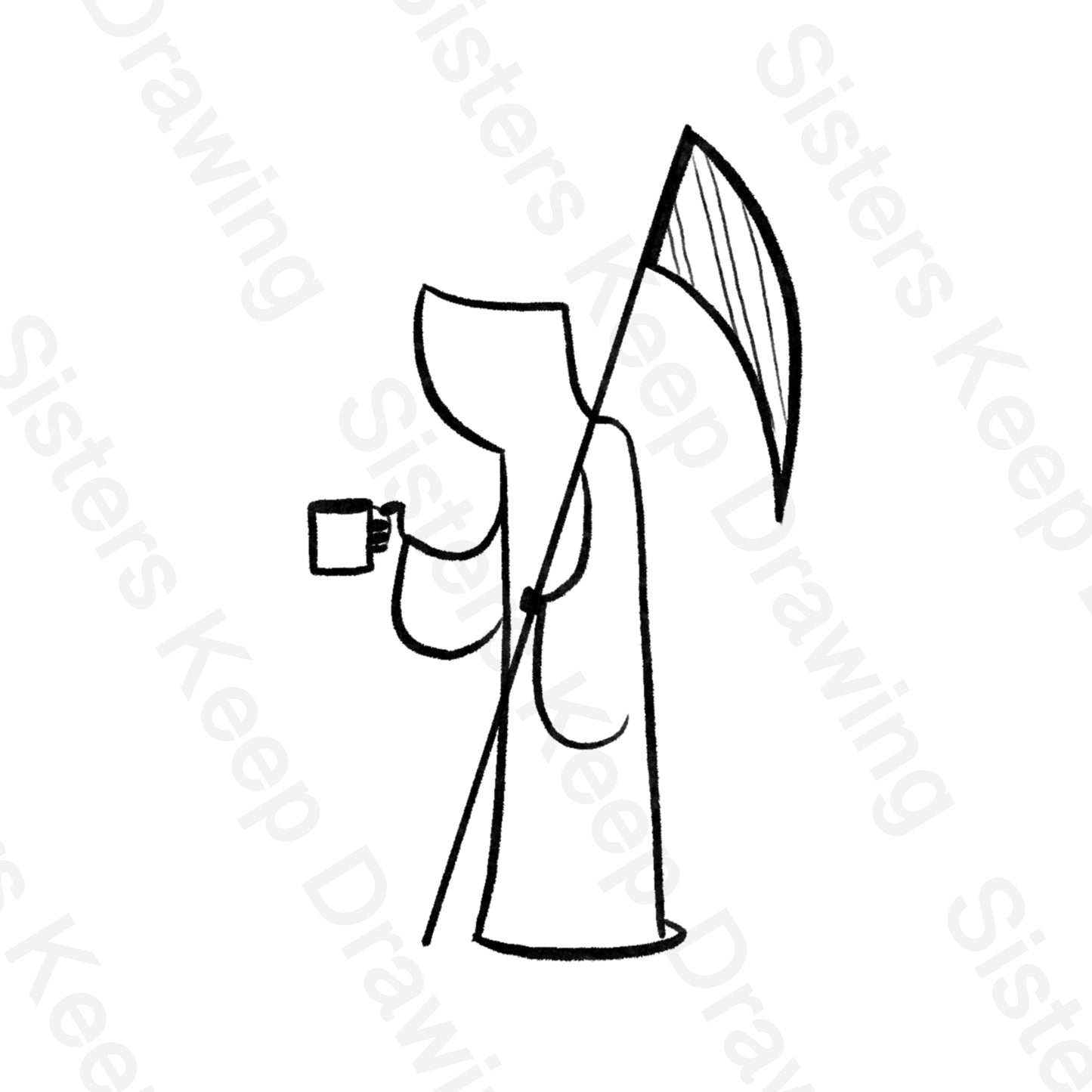 Grim Reaper Drinking coffee Transparent PNG