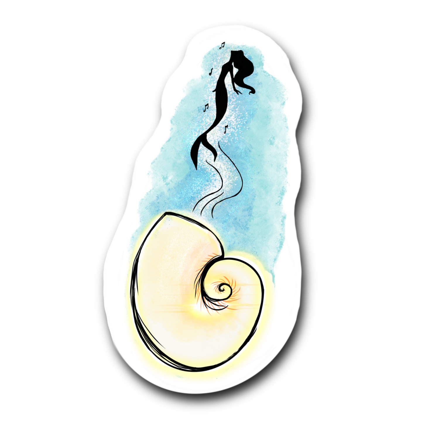 Shell with Mermaid - Mermaid Inspired Bubble free sticker I7