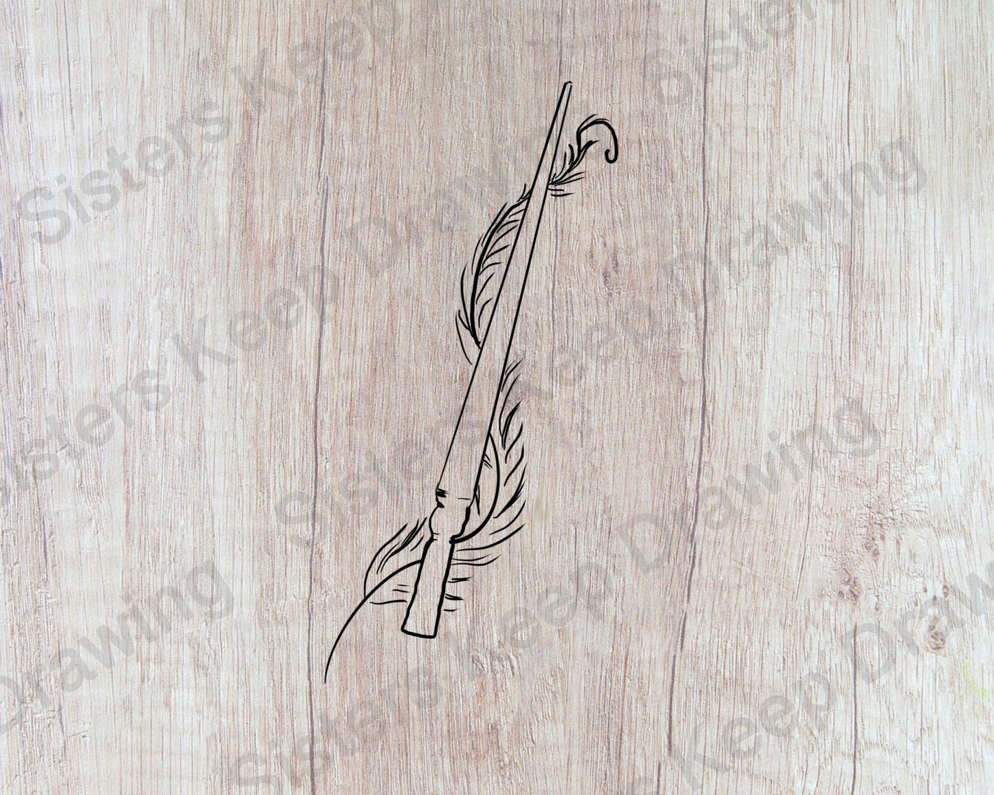 Wand with Pheonix Feather - Tattoo Transparent Permission PNG