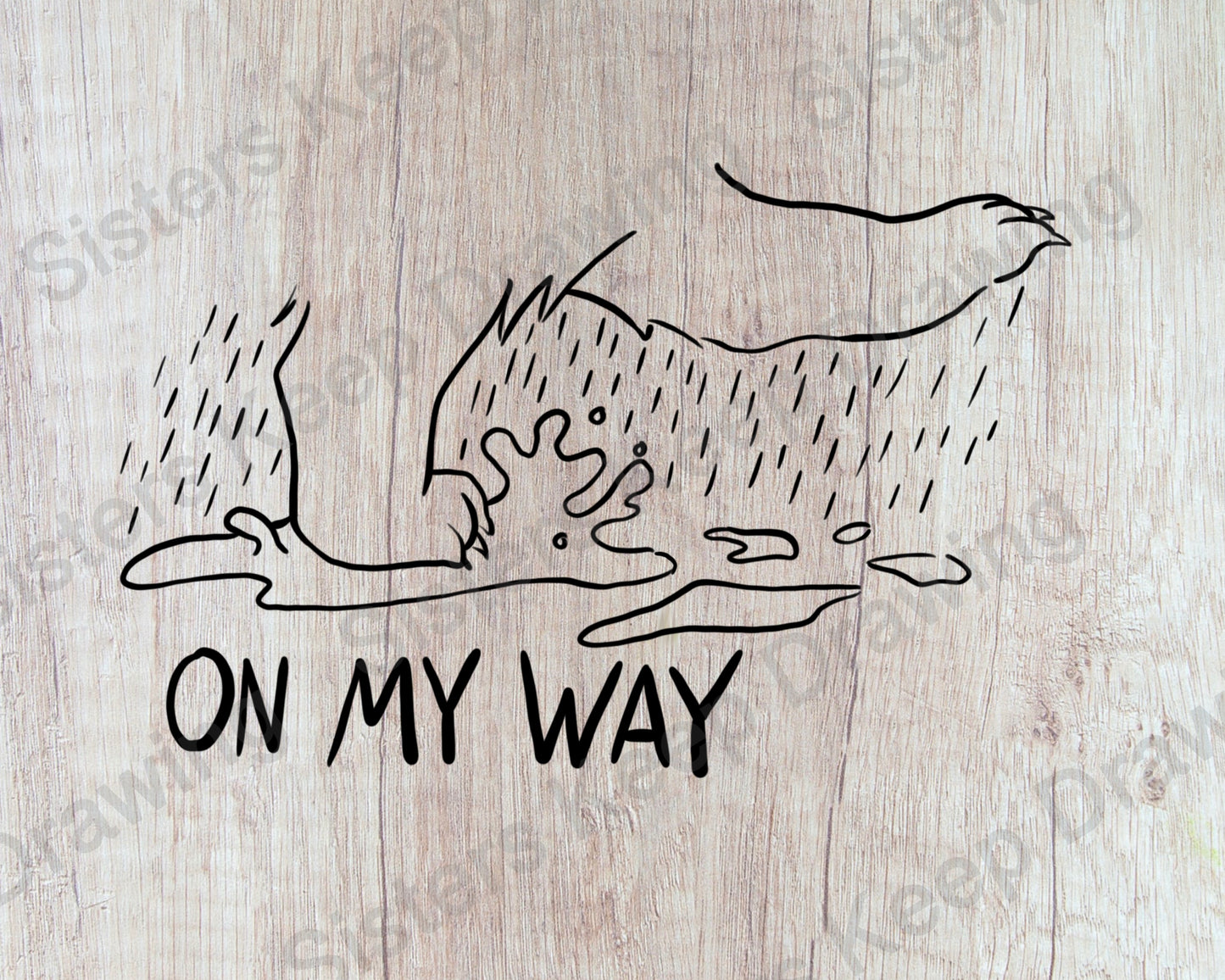 On My Way- Bear Walking Through Puddles - Tattoo Transparent Permission PNG- instant download digital printable artwork