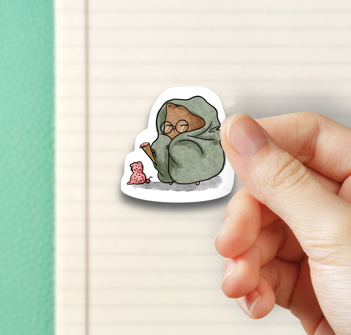 Introverted Cat Having a Bad Day - Stupid Ice Cream- Bubble free sticker I3