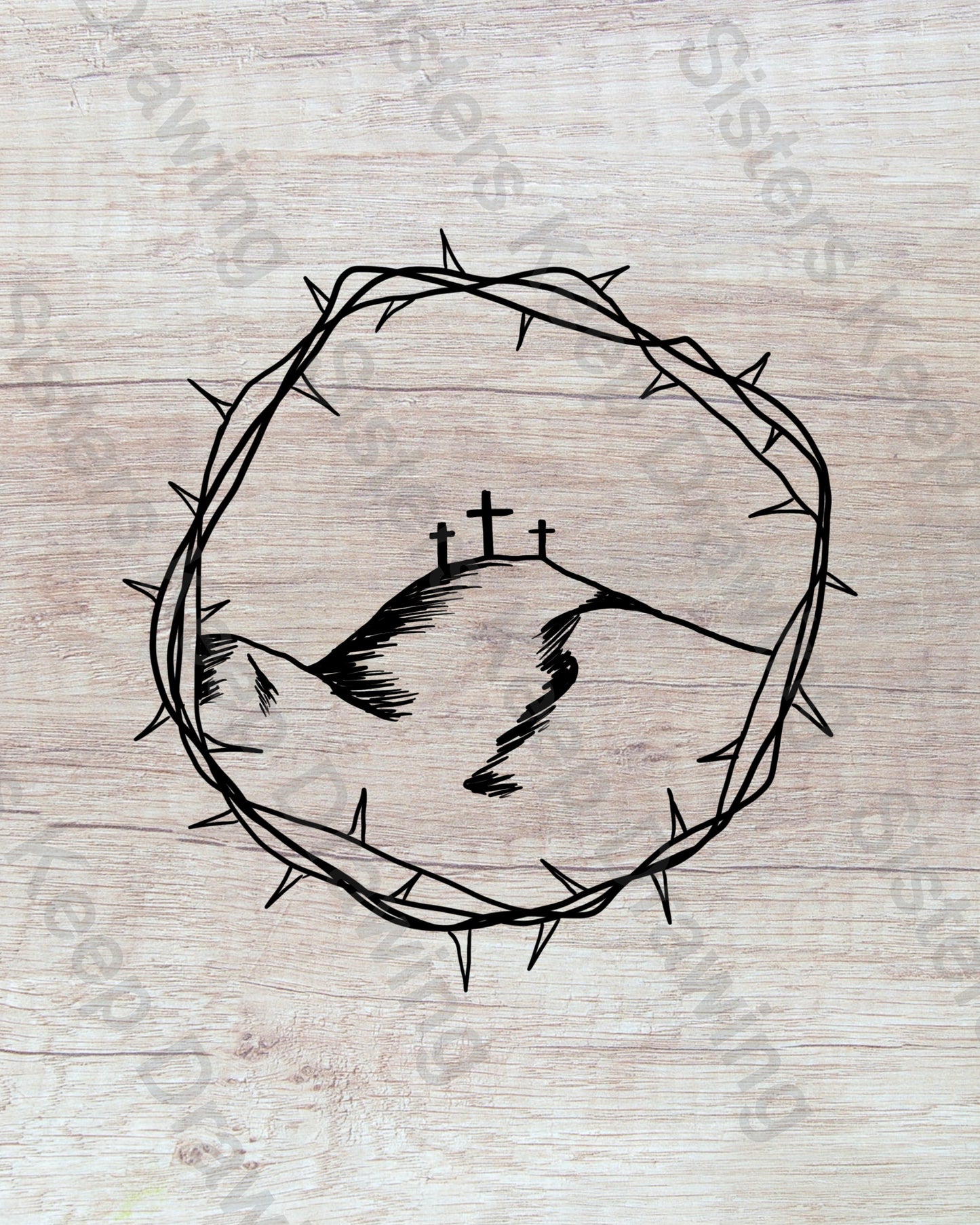Cross, Inside Crown of Thorns - Bible Inspired - Tattoo Transparent PNG