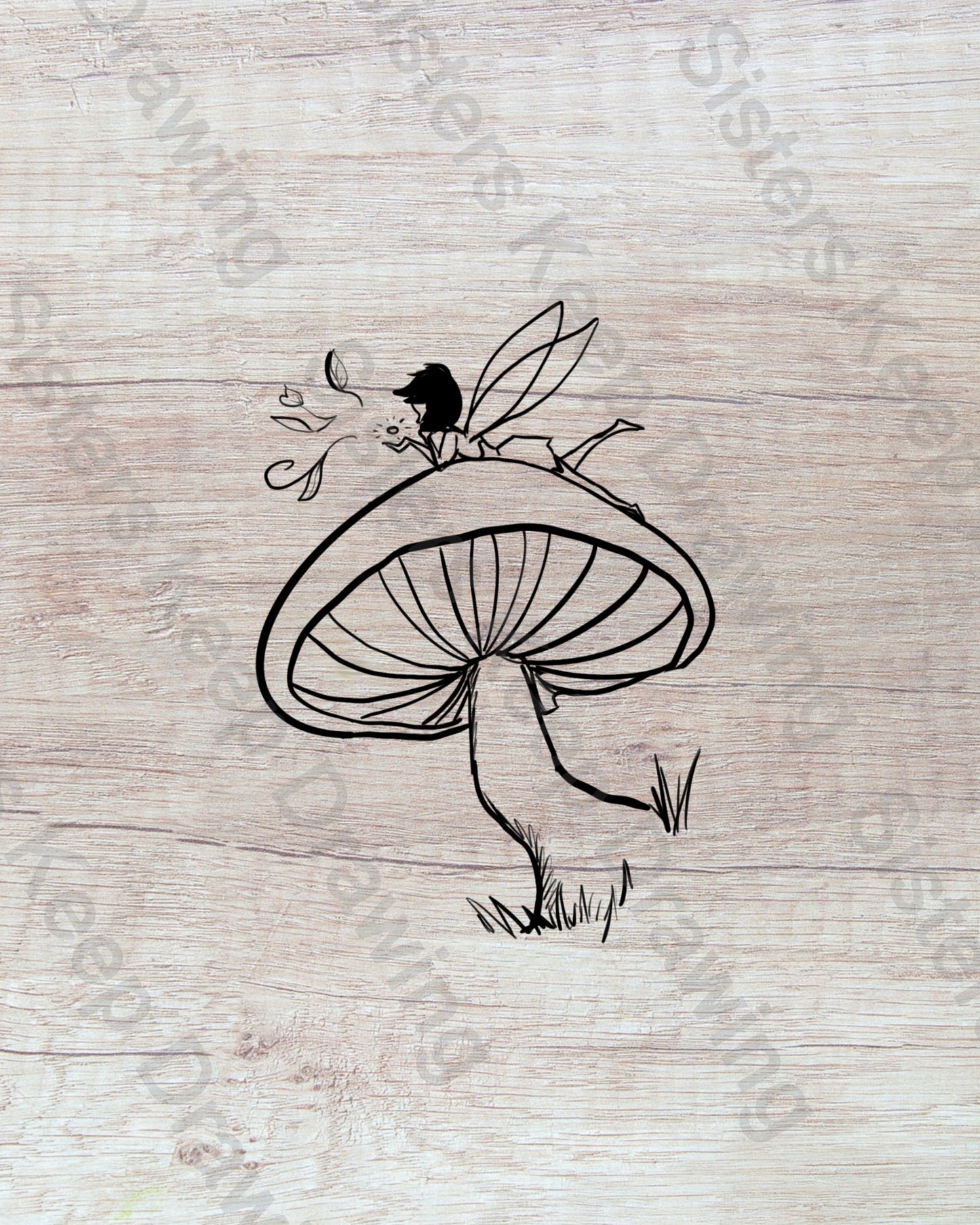 Ferngully Mushroom - Tattoo Transparent Permission PNG- instant download digital printable artwork