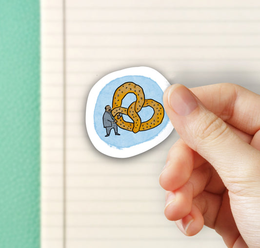 Stanley with a Giant Pretzel -Office- Bubble free sticker A11