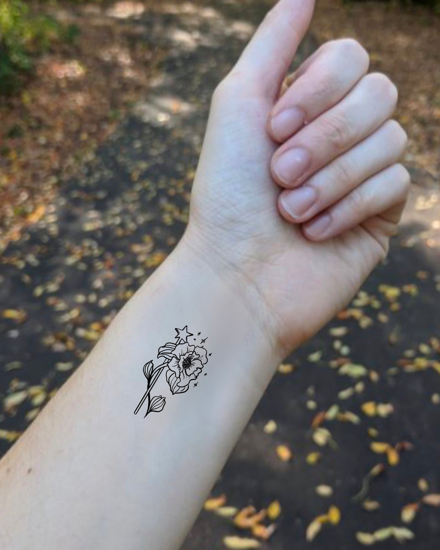 Poppy with Wand - Oz - Temporary Tattoo/Skin Safe Sticker