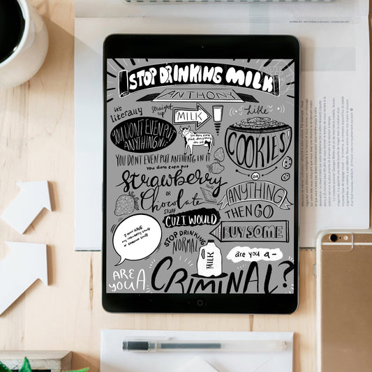 Stop drinking milk Anthony-instant download digital printable artwork- hand written